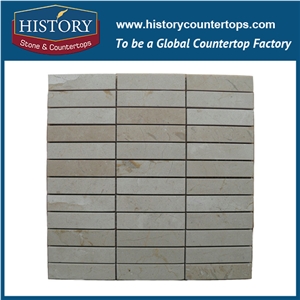 History Stone Chinese Famous Brand Quanzhou Supplier Perfect Products, Polished Spain Cream Marfil 1×2 Medium Brick Linear Marble Mosaic Floor Tile, Decorative Flooring & Wall Marble Mosaic