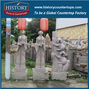 History Stone Chinese Hot-Selling High Quality Wholesale Cut-To-Size Products, Natural Granite Grey Chinese Lady Holing Light Statue with Cheap Price for Decorations, Human Sculptures Handcrafts