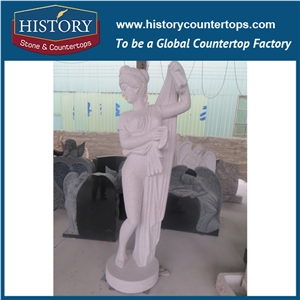 History Stone Chinese Hot-Selling High Quality Wholesale Cut-To-Size Products, Natural Granite Grey Color Goddess Holing Flowers Statue with Cheap Price for Decorations, Human Sculptures Handcrafts