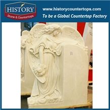 History Stone Chinese Hot-Selling High Quality Wholesale Decorative Products, Elaborate Design High Polished White Marble Angel in Robe with Flowers Statue Human Sculptures & Handcrafts