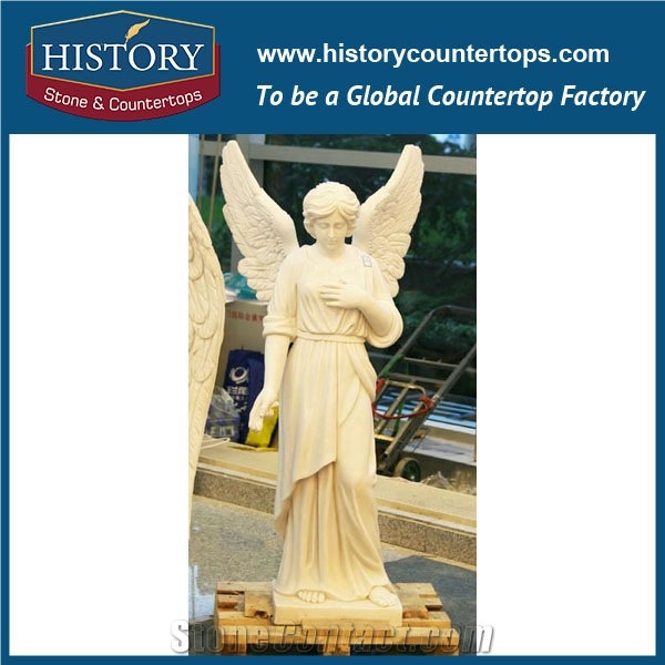 History Stone Chinese Hot-Selling High Quality Wholesale Decorative Products, Elaborate Design High Polished White Marble Standing Angel Holding Basket Statue, Human Sculptures Handcrafts