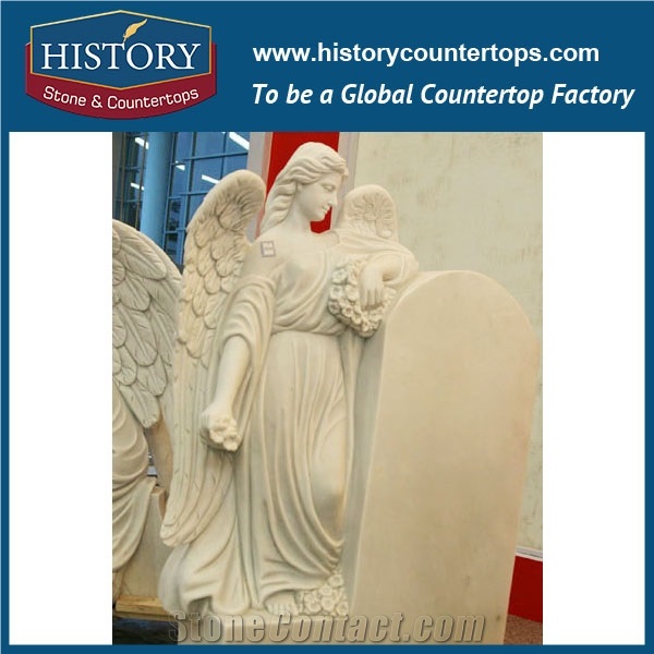 History Stone Chinese Hot-Selling High Quality Wholesale Decorative Products, Elaborate Design High Polished White Marble Side Siting Angel Statue for Household, Garden, Human Sculptures & Handcrafts