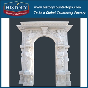 History Stone Chinese Hot-Selling High Quality Wholesale Home Decorative Products, Elaborate Design High Polished White Marble Top-Rated Freestanding Fireplaces with Roses, Mantel & Handcrafts