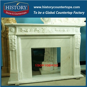 History Stone Chinese Hot-Selling High Quality Wholesale Indoor Used Products, Elaborate Design High Polished White Marble Mixed Color Freestanding Fireplaces, Mantel & Handcrafts