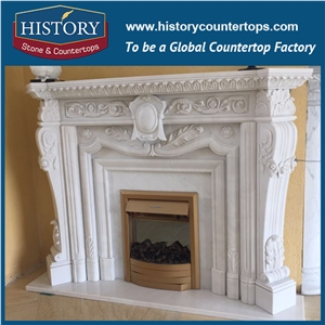 History Stone Chinese Hot-Selling High Quality Wholesale Indoor Used Products, Elaborate Design Natural Beige Marble French Style Fireplaces with Nude Woman Statue, Mantels Surround & Handcrafts