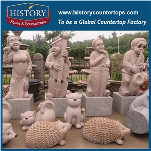 History Stone Chinese Hot-Selling High Quality Wholesale Products, Natural Granite Grey Color Little Lovely Boy Laughing Statue with Cheap Price for Decorations, Human Sculptures Handcrafts