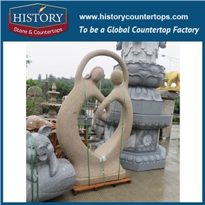 History Stone Chinese Hot-Selling High Quality Wholesale Products, Natural Granite Grey Color Little Lovely Boy Laughing Statue with Cheap Price for Decorations, Human Sculptures Handcrafts
