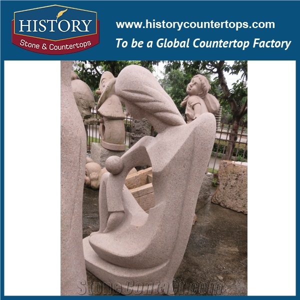 History Stone Chinese Hot-Selling High Quality Wholesale Products, Natural Granite Yellow Handsome Man Kissing Woman Statue with Cheap Price for Decorations, Human Sculptures Handcrafts