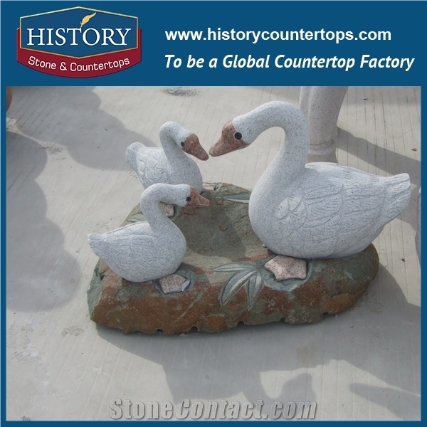 History Stone Chinese Hot-Selling High Quality Wholesale Products, Natural Grey Granite Vivid Swimming Ducks Garden Statue with Cheap Price for Decorations, Animal Sculptures & Handcrafts