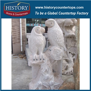 History Stone Chinese Hot-Selling New Design High Quality Wholesale Products, Grey Granite Hand-Carved Exquisite Two Eagles on Stump with Cheap Price, Animal Sculptures & Handcrafts