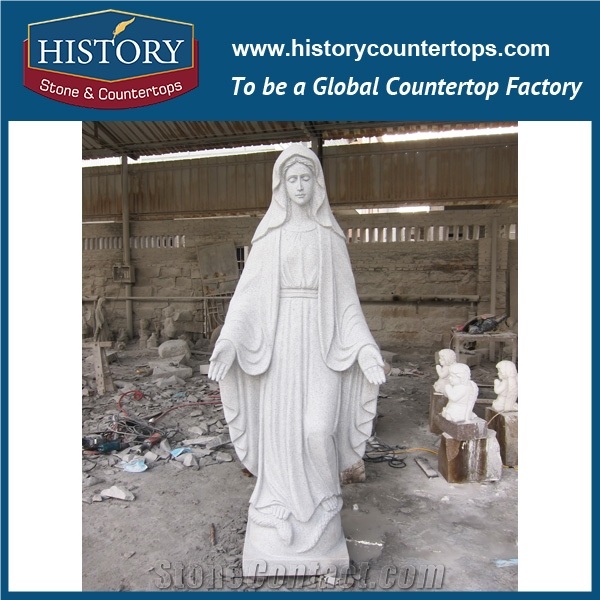 History Stone Chinese Hot-Selling New Design High Quality Wholesale Products, Natural Granite Grey Color Garden Religious Standing Lady Statue with Basket Cheap Price for Decorations, Human Sculptures