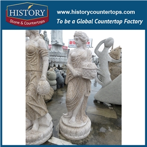 History Stone Chinese Hot-Selling New Design High Quality Wholesale Products, Natural Granite Yellow Color Garden Lovely Child Statue with Cheap Price for Decorations, Human Sculptures Handcrafts