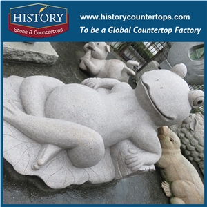 History Stone Chinese Hot-Selling New Design High Quality Wholesale Products, Yellow Granite Hand-Carved Exquisite Two Fishes Kissing with Cheap Price, Animal Sculptures & Handcrafts