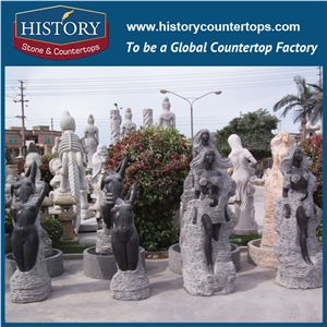 History Stone Chinese Hot-Selling New Design Wholesale Products, Natural Granite Grey Color Beautiful Standing Female Garden Sculpture with Cheapest Price, Human Sculptures Handcrafts