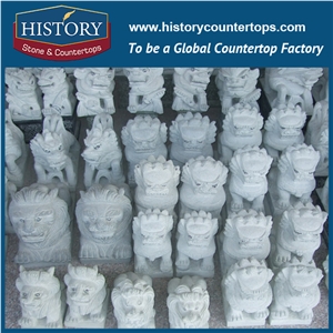 History Stone Chinese Hot-Selling Wholesale Products, Granite Grey Color Cut-To-Size Hand-Carved Chinese Antique Lions Statue for House Decorations, Animal Sculptures & Handcrafts