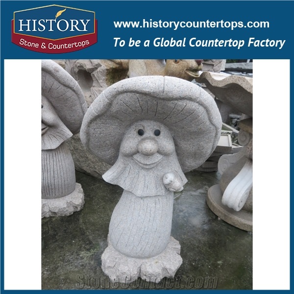 History Stone Chinese Hot-Selling Wholesale Products, Granite Grey Color Cut-To-Size Hand-Carved Exquisite Cartoon Old Man with Hat Statue for House Decorations,Human Sculptures & Handcrafts