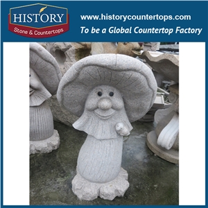 History Stone Chinese Hot-Selling Wholesale Products, Granite Grey Color Cut-To-Size Hand-Carved Exquisite Cartoon Old Man with Hat Statue for House Decorations,Human Sculptures & Handcrafts
