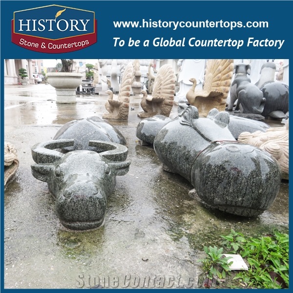 History Stone Chinese Hot-Selling Wholesale Products, Granite Grey Color Cut-To-Size Hand-Carved Exquisite Dolphins Statue for House Decorations, Animal Sculptures & Handcrafts