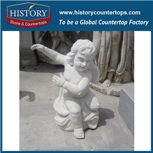 History Stone Chinese Hot-Selling Wholesale Products, Granite Grey Color Cut-To-Size Hand-Carved Exquisite Squatting Cherub Statue for House, Theme Park Decorations, Human Sculptures & Handcrafts
