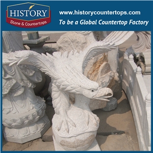 History Stone Chinese Hot-Selling Wholesale Products, Granite Yellow Color Cut-To-Size Hand-Carved Flying Eagles Statue for House Decorations, Animal Sculptures & Handcrafts