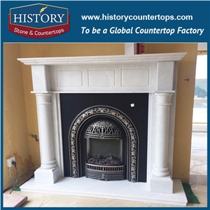 History Stone Chinese Hot-Selling Wholesale Products in Stock, Beige Marble Indoor Decorative Luxury Design Freestanding Fireplace Surround with Fancy Woman Bust, Mantel & Handcrafts