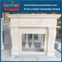 History Stone Chinese Hot-Selling Wholesale Products in Stock, High Quality Sale French Style Cultured Beige Marble Fireplace Surround with Carved Flowers, Mantel & Handcrafts