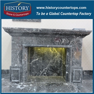 History Stone Chinese Hot-Selling Wholesale Products in Stock, High Quality Sale Modern Style Luxury Design Cultured Black Marble Freestanding Fireplace Surround, Mantel & Handcrafts