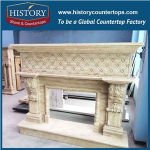 History Stone Chinese Hot-Selling Wholesale Products in Stock, High Quality Sale Modern Style Luxury Design White Marble Western Chimney Cowl Carved Masonry Fireplace, Mantel & Handcrafts