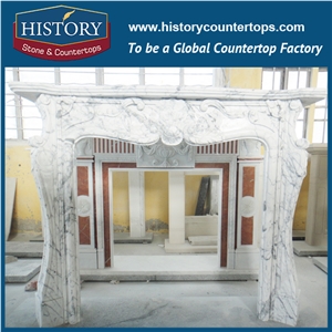 History Stone Chinese Hot-Selling Wholesale Products in Stock, White Marble Indoor Decorative Arch Style Antique Freestanding Fireplaces Frame, Mantels & Handcrafts