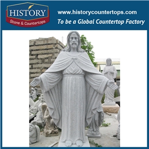History Stone Chinese Hot-Selling Wholesale Products, Natural Granite Grey Color Hand-Carved Religious Men Standing Statue for Decorations with Cheapest Price, Human Sculptures Handcrafts