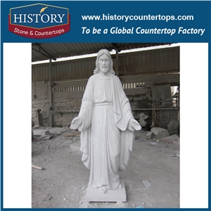 History Stone Chinese Hot-Selling Wholesale Products, Natural Granite Grey Color Hand-Carved Religious Men Standing Statue for Decorations with Cheapest Price, Human Sculptures Handcrafts