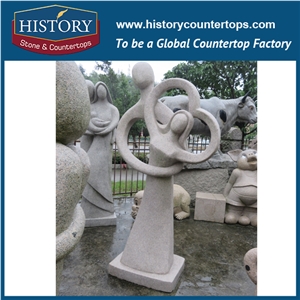 History Stone Chinese Hot-Selling Wholesale Products, Natural Granite Grey Hand-Carved Abstract Art Long Hair Lady and Man Statue for Decorations with Cheap Price, Human Sculptures Handcrafts