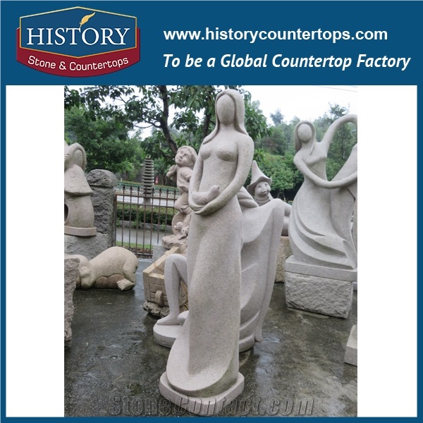 History Stone Chinese Hot-Selling Wholesale Products, Natural Granite Grey Hand-Carved Abstract Art Nude Lady with Pigeon Statue for Decorations with Cheap Price, Human Sculptures Handcraft