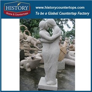 History Stone Chinese Hot-Selling Wholesale Products, Natural Granite Grey Hand-Carved Abstract Art Woman Hugging Man for Decorations with Cheap Price, Human Sculptures Handcrafts