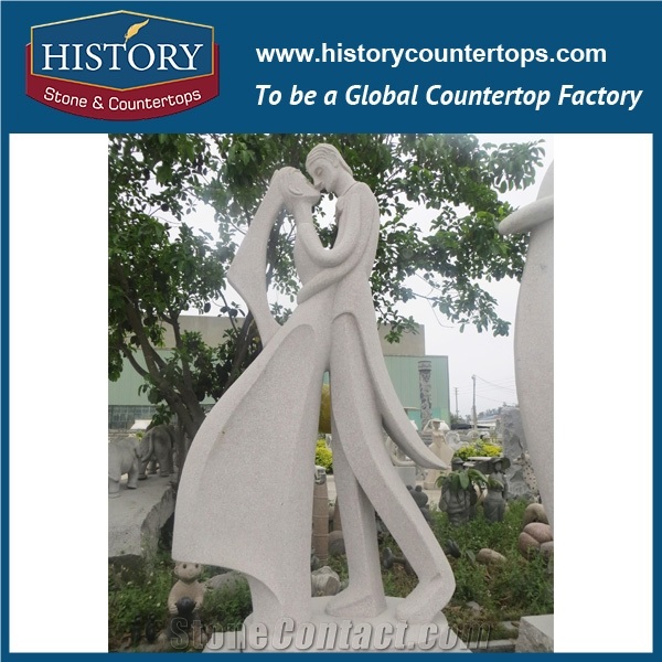 History Stone Chinese Hot-Selling Wholesale Products, Natural Granite Grey Hand-Carved Abstract Kissing Women and Men Statue for Decorations with Cheap Price, Human Sculptures Handcrafts