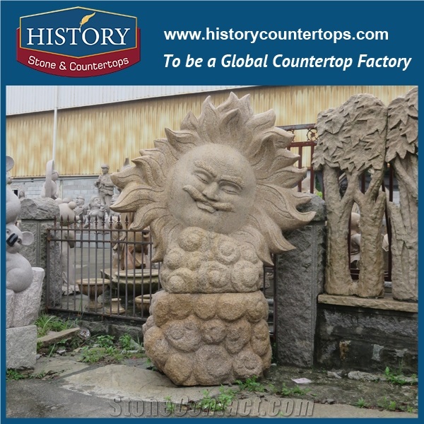 History Stone Chinese Hot-Selling Wholesale Products, Natural Granite Yellow Hand-Carved Little Girl and Boy on the Wing Statue for Decorations with Cheap Price, Human Sculptures Handcrafts