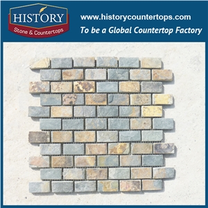 History Stone Chinese Supplier Rusty Linear Strip Pattern Wall Cladding, Floor Covering Nature Slate Mosaic Origin in China Foshan
