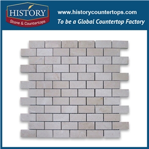 History Stone Competitive Price Famous Brand Quanzhou Factory, Natural Polished Bianco Carrara Marble Random Linear Strip Brick Mosaic Bathroom Floor Hotel Tile Kitchen Backsplash Wall