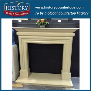 History Stone Competitive Price Wholesale Products, High Polished Beige Marble Amazing Beautiful Popular French One Tier Style Fireplace Surround, Mantel Surround & Handcrafts
