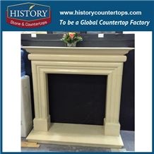 History Stone Competitive Price Wholesale Products, High Polished Beige Marble Amazing Beautiful Popular French One Tier Style Fireplace Surround, Mantel Surround & Handcrafts