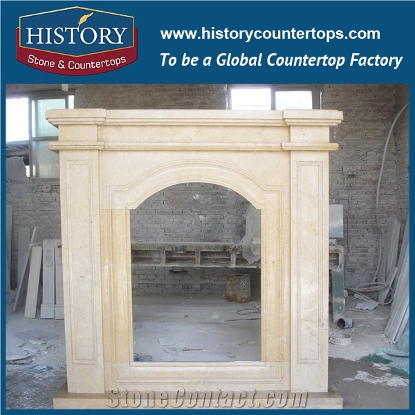 History Stone Competitive Price Wholesale Products, High Polished Beige Marble Amazing Freestanding Fireplaces Surround with Western Men Bust Statue, Mantel Surround & Handcrafts