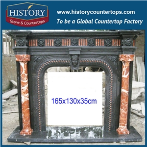History Stone Competitive Price Wholesale Products, High Polished Black Marble Amazing Freestanding Fireplaces Surround with Women Bust Statue, Mantel Surround & Handcrafts
