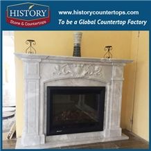 History Stone Competitive Price Wholesale Products, High Polished White Marble Amazing Antique French Style Elaborate Design Freestanding Fireplaces Surround, Mantel Surround & Handcrafts