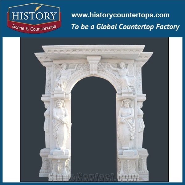History Stone Competitive Price Wholesale Products, High Polished White Marble Amazing Popular Arts Craft Design Freestanding Fireplace with Carved Religious Angels, Mantel & Handcrafts