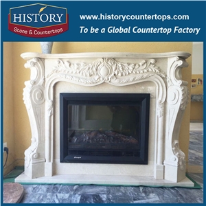 History Stone Competitive Price Wholesale Products, High Polished White Marble Amazing Popular Arts Craft Design Freestanding Fireplace with Carved Fancy Flowers, Mantel & Handcrafts