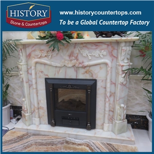 History Stone Competitive Price Wholesale Products, High Polished White Marble Amazing Popular French Arch Style Floral Fireplace Surround and Frame, Mantel Surround & Handcrafts