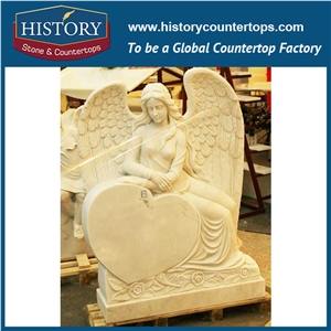 History Stone Competitive Price Wholesale Products, High Polished White Marble Exquisite Hand Carved Customized Long Hair Angel with Heart Statue for Decoration, Human Sculptures Handcrafts