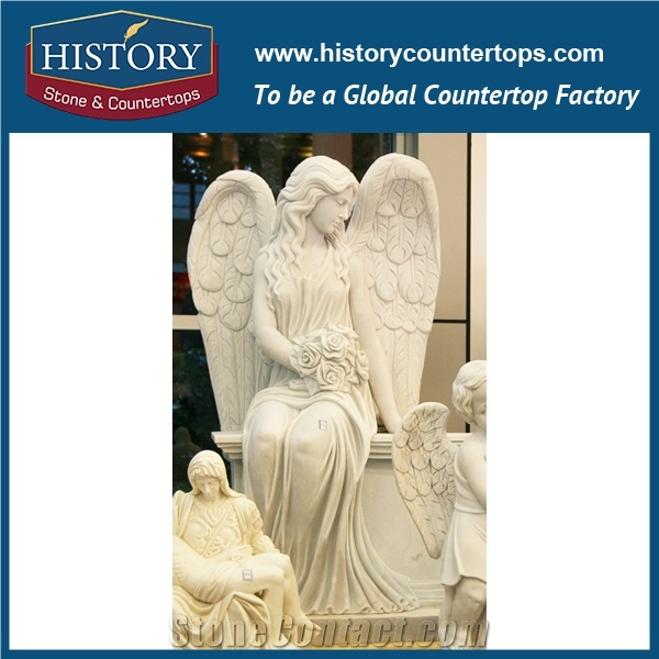 History Stone Competitive Price Wholesale Products, High Polished White Marble Exquisite Hand Carved Customized Woman and One Holding Child Statue for Decoration, Human Sculptures Handcrafts