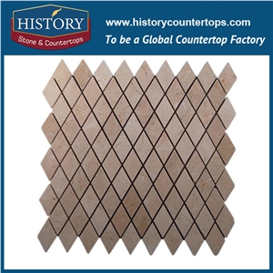 History Stone Contemporary Fujian Manufacturer Hot Seller, Popular Natural Spain Cream Marfil Marble Rhombus Diamond Shaped Mosaic Flooring Tile, Decorative Flooring & Wall Marble Stone Mosaic