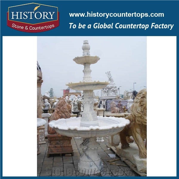 History Stone Economic Fountain by Qualified Producer in Quanzhou, Natural White Marble Modern Design Water Garden Fountain for Square, Park, Market, Stone Garden Fountain